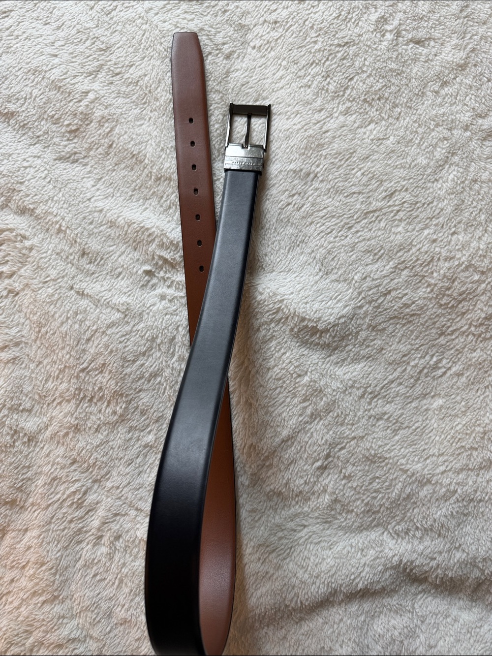 Perry Ellis Reversible Black and Brown Leather Belt